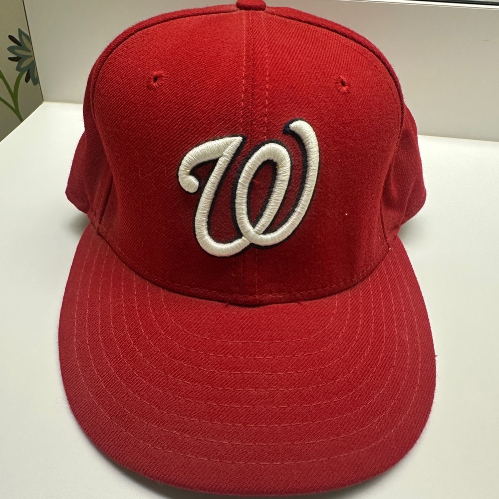 Men’s Red Baseball Cap with White  Washington Nationals Logo